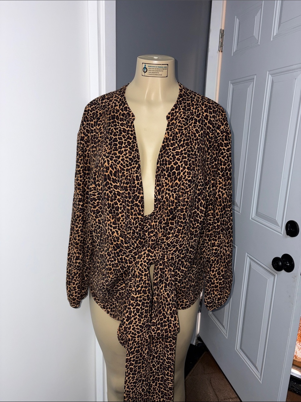 J. Crew Leopard Tie-Front Blouse - Brown and Black